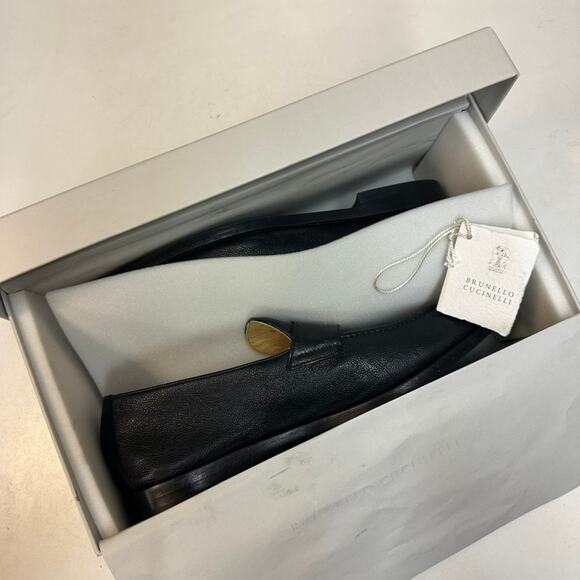WORN ONCE Brunello Cucinelli Black Calf Penny Loafer Made in Italy EU 44 US 11 D main image 8